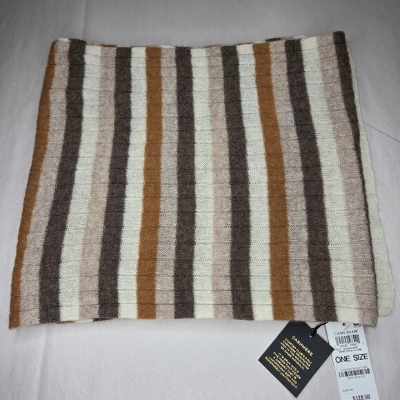 NWT Charter Club Women's Striped Neutral Cashmere Scarf OS - Picture 1 of 2